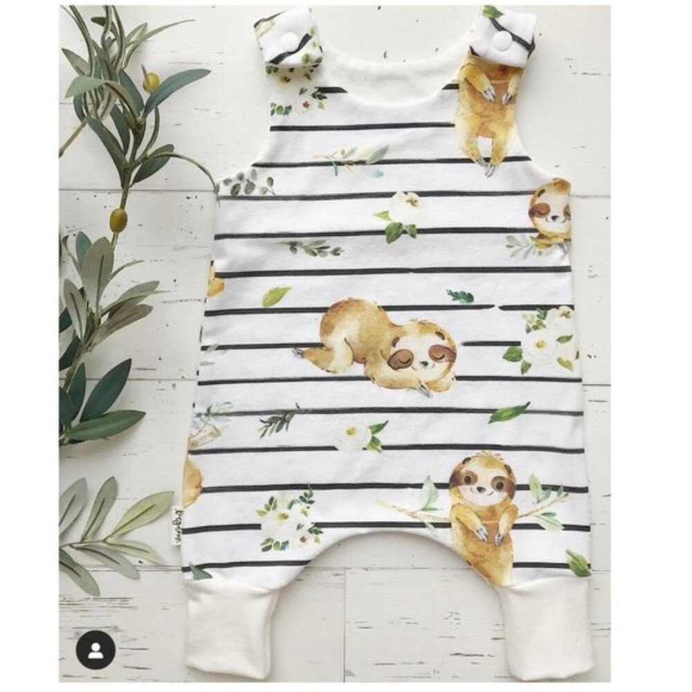 Lucydawn | "Sloths & Stripes" Sleeveless Romper | Size 3-6 Months